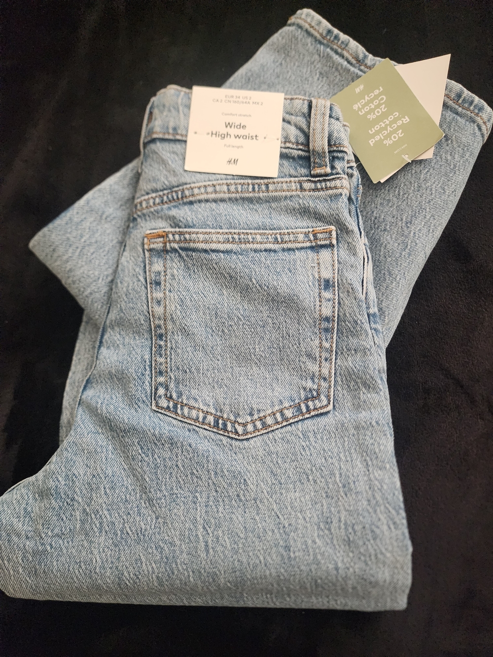 H&M Light Denim Wide-Leg High-Waist Jeans